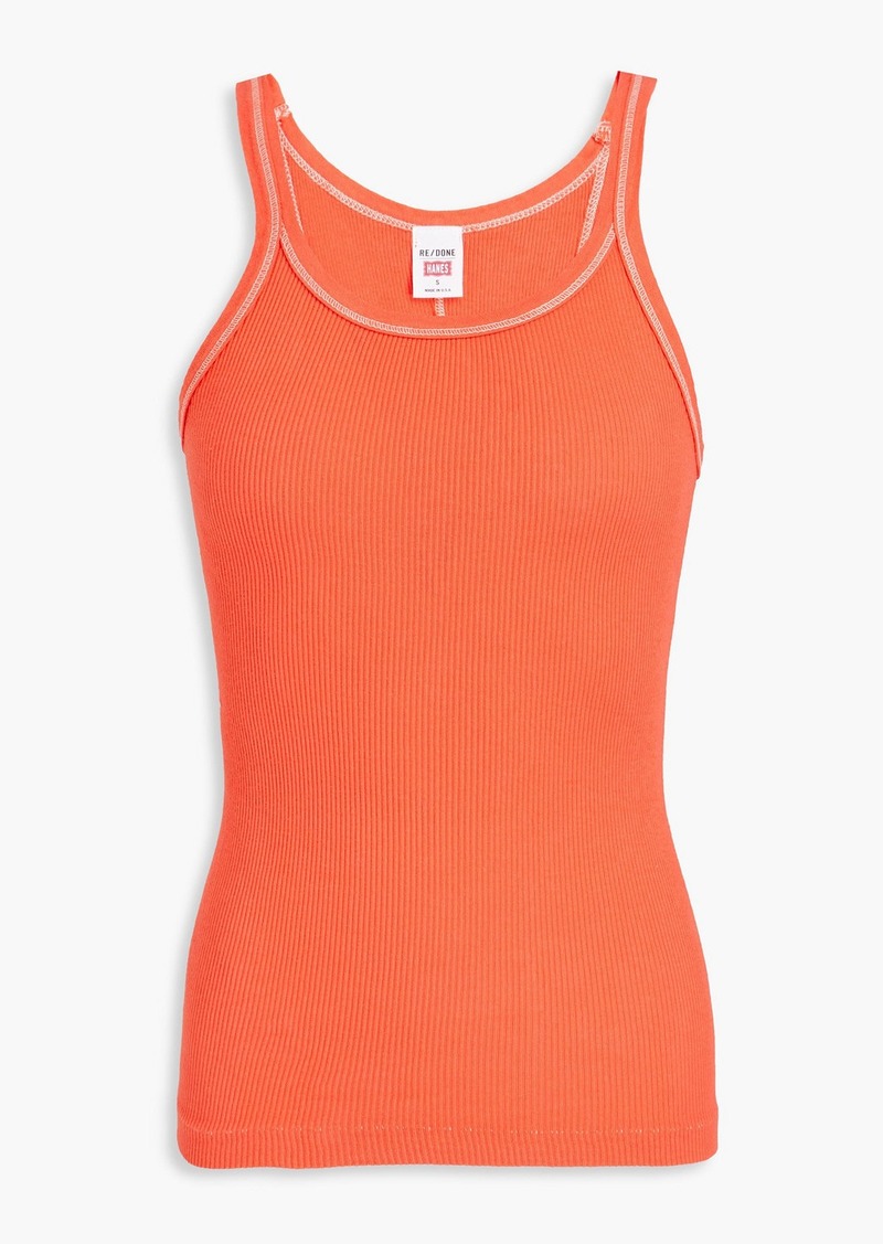 RE/DONE BY HANES - Ribbed cotton-jersey tank - Orange - S