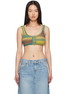 Re/Done Green Button Front Bra Tank Top