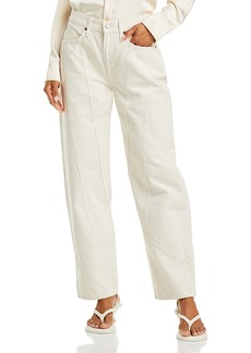 Re/Done High Rise Engineered Wide Leg Taper Jeans in Vintage White