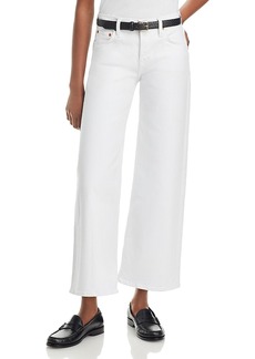 Re/Done Mid Rise Crop Wide Leg Jeans in White