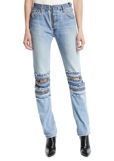 RE/DONE Mid-Rise Straight-Leg Moto-Style Jeans