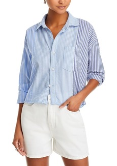 Re/Done Raw Oxford Striped Button Front Shirt