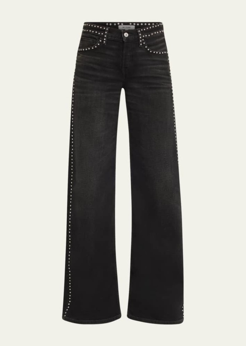 RE/DONE Studded Mid-Rise Wide-Leg Jeans