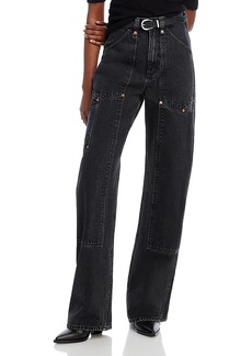 Re/Done Super High Workwear Wide Leg Jeans in Shaded Black
