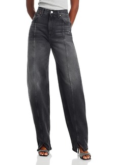 Re/Done Tailored Cotton High Rise Jeans in Actblk