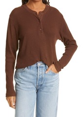 Re/Done Thermal Knit Henley Top in Hickory at Nordstrom
