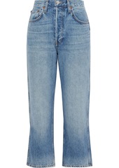 Re/done Woman Distressed High-rise Straight-leg Jeans Light Blue