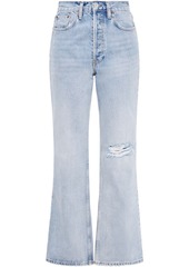 Re/done Woman Originals 70s Distressed High-rise Bootcut Jeans Light Denim