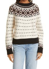 Re/Done Wool Crewneck Sweater in Ivory Chocolate Multi at Nordstrom