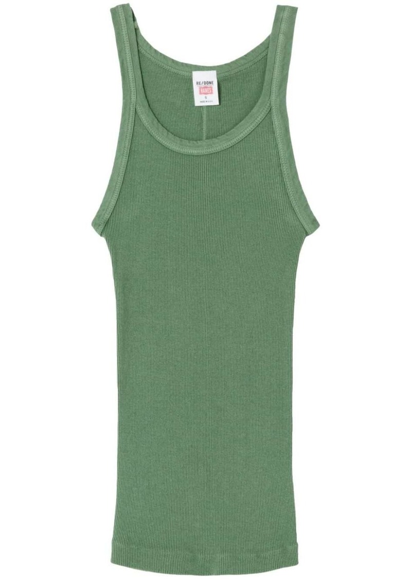 Re/Done ribbed cotton scoop neck tank top