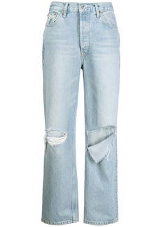 Re/Done ripped-detail straight-leg jeans