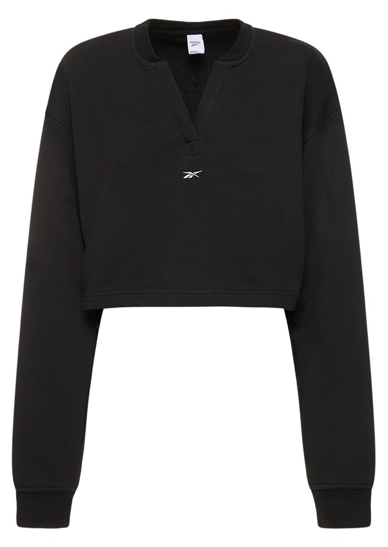 Reebok Classic Cotton V-neck Crop Sweatshirt