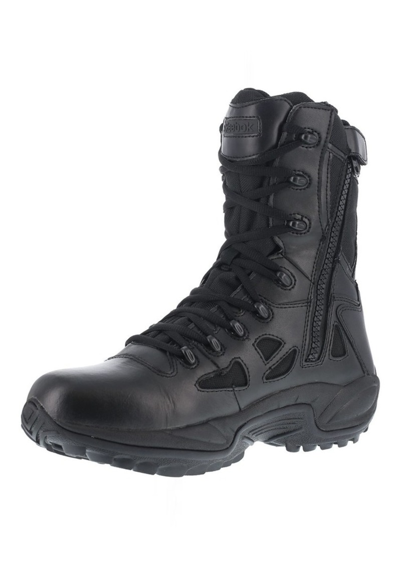 Reebok mens Rapid Response Rb Safety Toe 8" Stealth With Side Zipper Military Tactical Boot   US