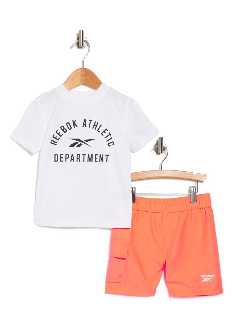 Reebok Kids' Athletic Graphic T-Shirt & Shorts Set in Orange Flare at Nordstrom Rack