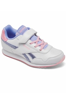 Reebok Little Girls Royal Classic Leather Jog 3.0 Fastening Strap Casual Sneakers from Finish Line - White, Pink, Purple
