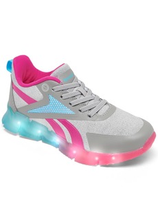 Reebok Little Girls Zig N Flash Light-Up Casual Sneakers from Finish Line - Gray, Pink, Blue