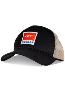 Reebok Men's Embroidered Logo Patch Snapback Trucker Hat - Black