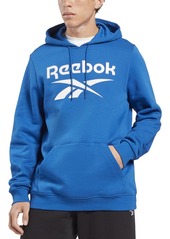 Reebok Men's Identity Classic-Fit Stacked Logo-Print Fleece Hoodie - Royal / White