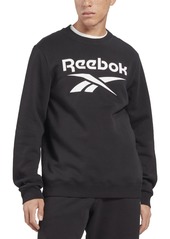 Reebok Men's Identity Fleece Stacked Logo Crew Sweatshirt - Black/White