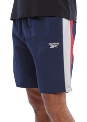 Reebok Men's Ivy League Regular-Fit Colorblocked Crinkled Shorts - Black/gray/white