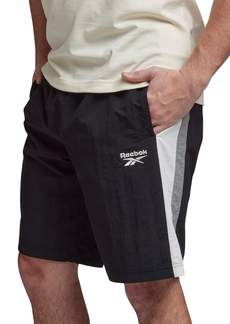 Reebok Men's Ivy League Regular-Fit Colorblocked Crinkled Shorts - Black/gray/white