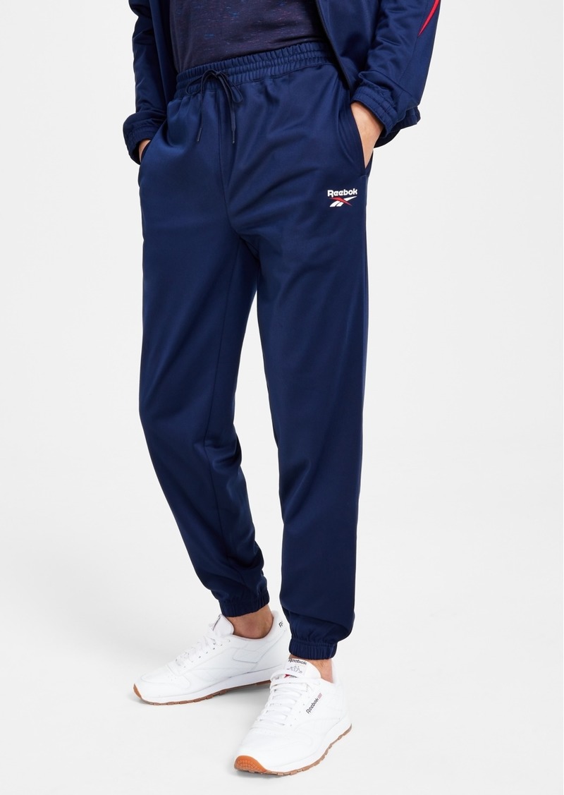 Reebok Men's Regular-Fit Identity Vector Drawstring Track Pants - Navy/ Red / White