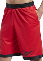 Reebok Men's Regular-Fit Logo-Print Mesh Basketball Shorts - Red/black