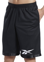 Reebok Men's Regular-Fit Logo-Print Mesh Basketball Shorts - Red/black