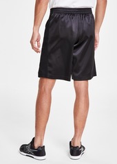 Reebok Men's Regular-Fit Mesh-Panel Satin Basketball Shorts - Silver/black