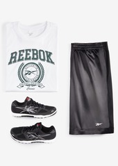 Reebok Men's Regular-Fit Mesh-Panel Satin Basketball Shorts - Silver/black