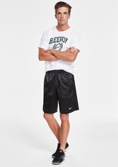 Reebok Men's Regular-Fit Mesh-Panel Satin Basketball Shorts - Silver/black