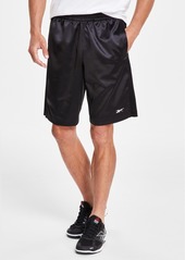 Reebok Men's Regular-Fit Mesh-Panel Satin Basketball Shorts - Silver/black