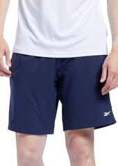 "Reebok Men's Regular-Fit Moisture-Wicking 9"" Woven Drawstring Shorts - Pure Grey"