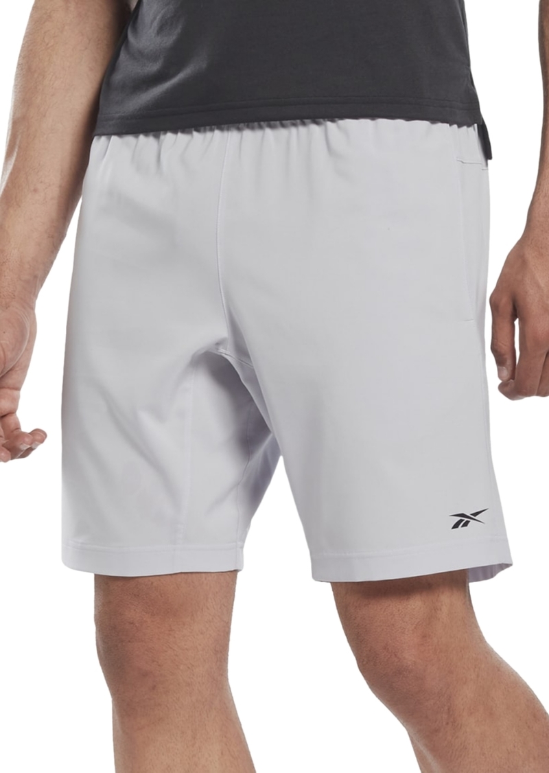 "Reebok Men's Regular-Fit Moisture-Wicking 9"" Woven Drawstring Shorts - Pure Grey"