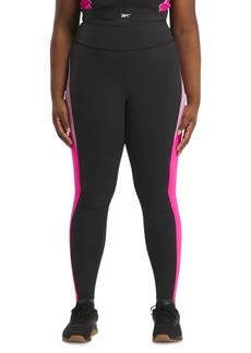 Reebok Plus Size Colorblocked Lux High Rise Leggings - Black/ Pink
