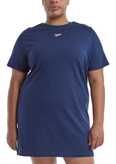 Reebok Plus Size Cotton Short-Sleeve T-Shirt Dress - Vector Navy