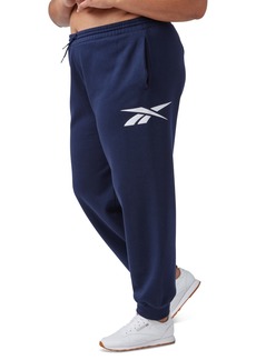 Reebok Plus Size Drawstring-Waist Logo Fleece Pants - Vector Navy