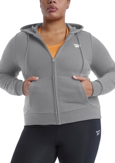 Reebok Plus Size French Terry Zip-Front Hoodie - Medium Grey Heather