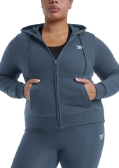 Reebok Plus Size French Terry Zip-Front Hoodie - East Coast Blue