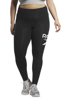 Reebok Plus Size Identity Training Pull-On Logo Leggings - Black