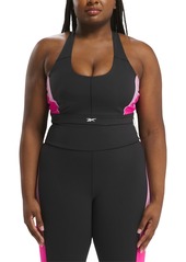 Reebok Plus Size Lux Colorblocked Racerback Sports Bra - Black/Pink