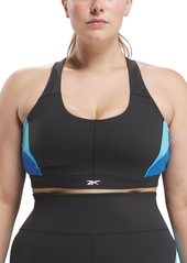 Reebok Plus Size Lux Colorblocked Racerback Sports Bra - Black/Pink