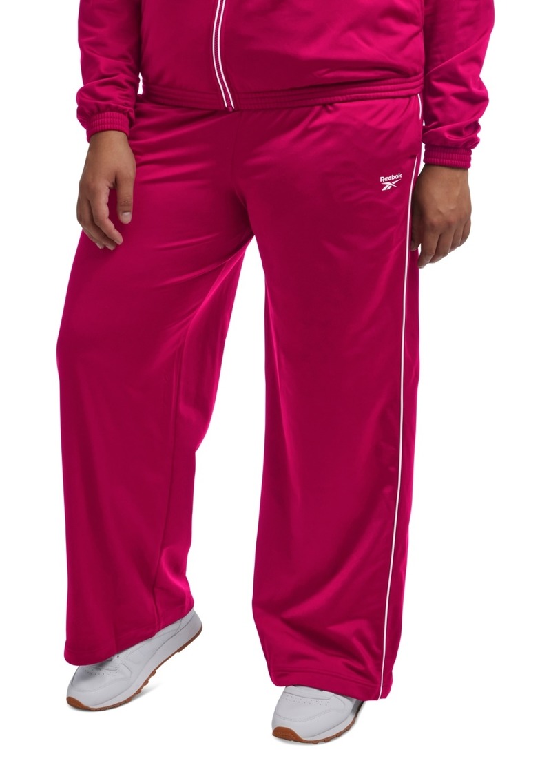 Reebok Plus Size Pull-On Drawstring-Waist Tricot Pants - Brght Pink