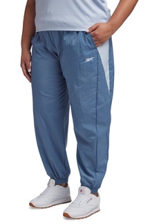 Reebok Plus Size Pull-On Logo Woven Track Pants - Blue Slate