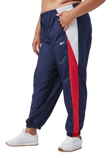 Reebok Plus Size Pull-On Logo Woven Track Pants - Vector Navy