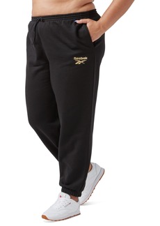 Reebok Plus Size Shine Fleece Jogger Pants - Black
