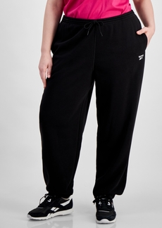 Reebok Plus Size Slim-Fit French Terry Sweatpants - Black
