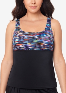 reebok ribbed tankini top