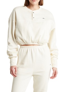 Reebok Vintage Wash Organic Cotton Blend Long Sleeve Button Placket Pullover in Classic White at Nordstrom Rack