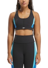 Reebok Women's Active Lux Racerback Colorblocked Sports Bra - Black/kinetic Blue